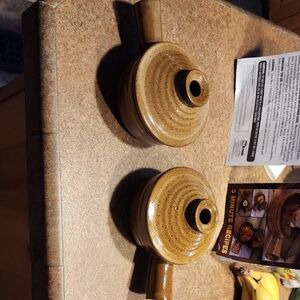 Set of Two Brown Ceramic Teapots